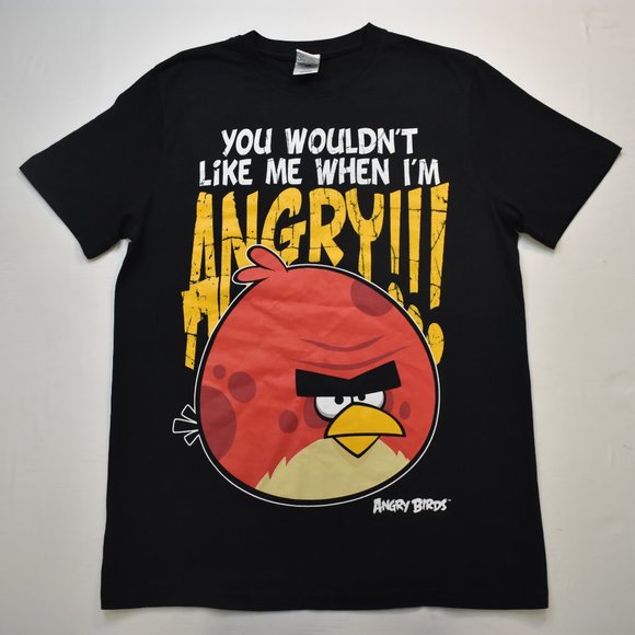 Angry Birds Mens You Wouldn't Like Me When I'm Angry Funny Black Shirt New M - Picture 3 of 5